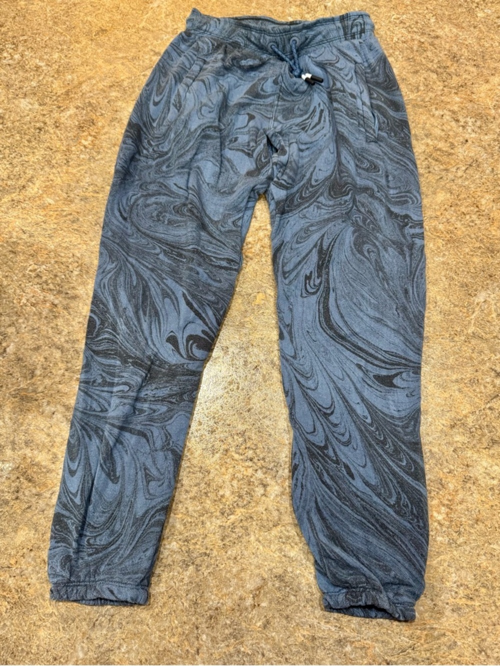 Athleta Girl Marble Print Jogger Pants Blue Black Size M (8-10)